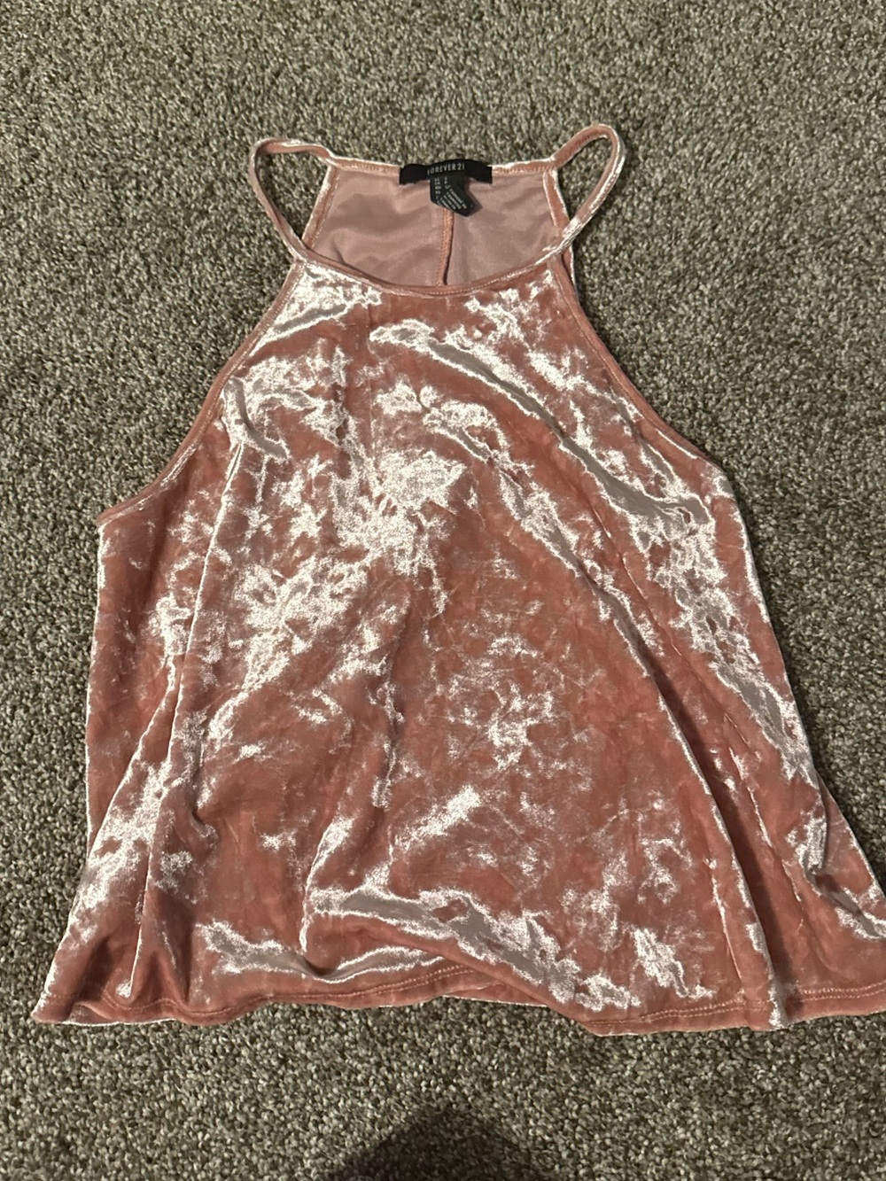Velvet High-Neck Pink Tank Top